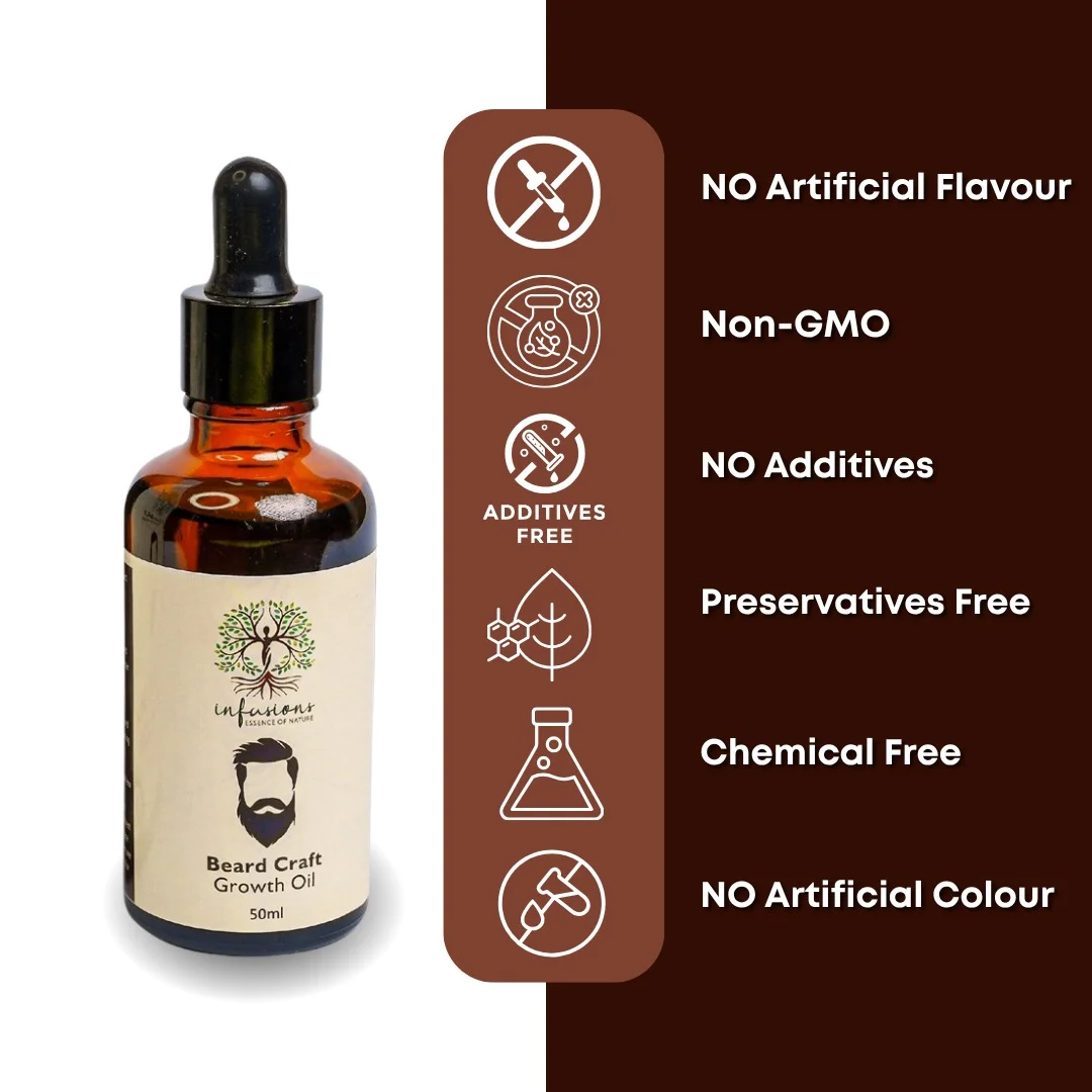 Beard Craft Growth Oil 100% natural quality seals - chemical-free, non-GMO and preservative-free