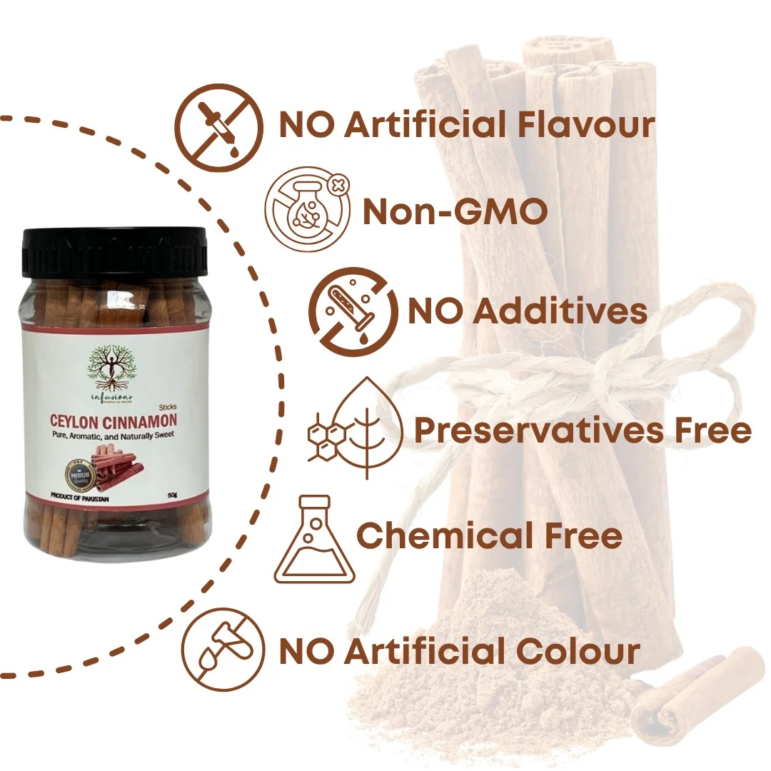 Ceylon Cinnamon Sticks 100% natural pure quality seals - chemical-free, non-GMO and preservative-free