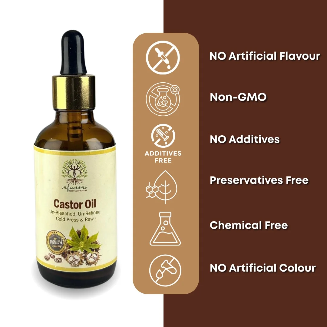 Castor Oil 100% pure cold-pressed quality seals - chemical-free, unrefined and natural
