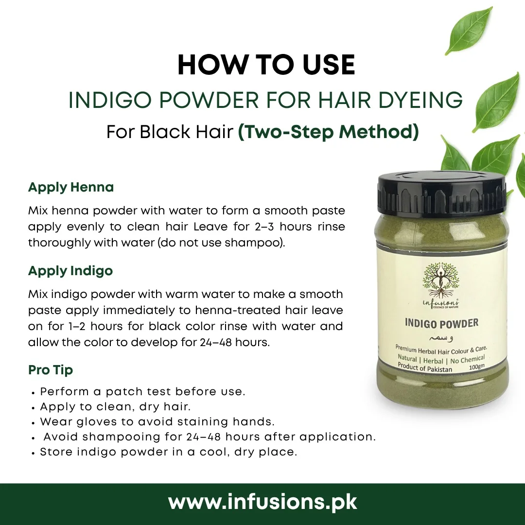 How to use Indigo Powder for hair dyeing - two-step black hair application guide and directions