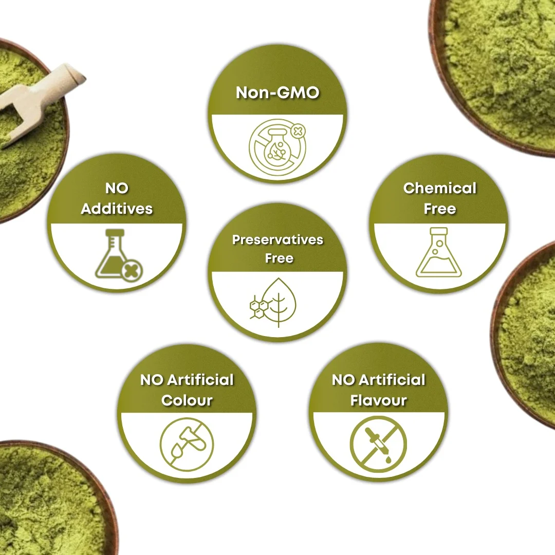 Neem Capsules 100% pure herbal formulation seals - non-GMO, preservative-free and lab-tested