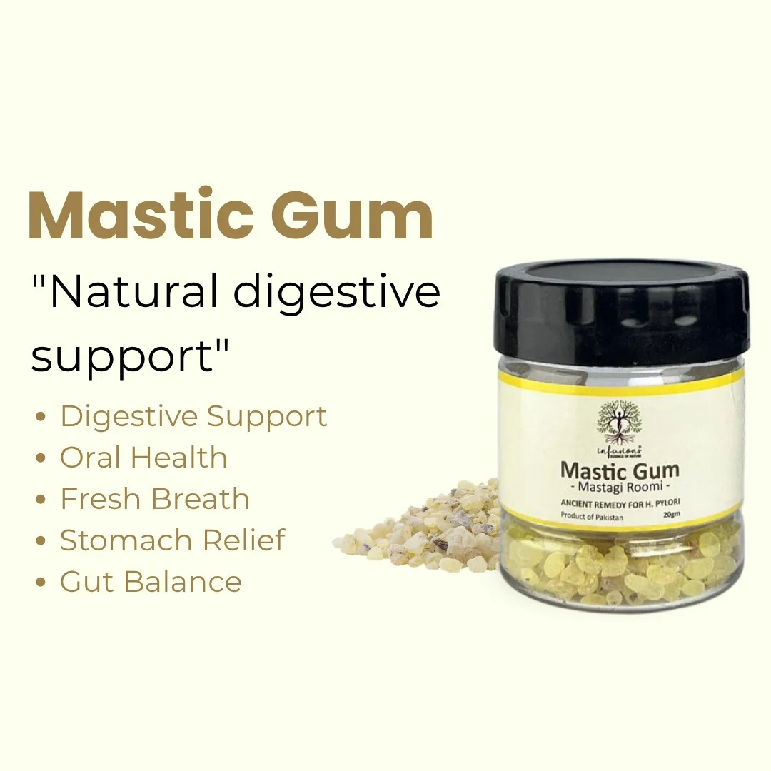 Mastic Gum key benefits, natural wellness properties and herbal care advantages infographic
