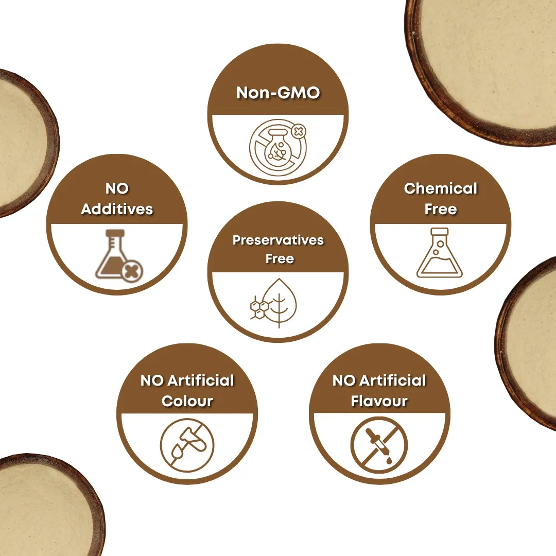 Safed Musli 100% natural pure quality seals - chemical-free, non-GMO and preservative-free