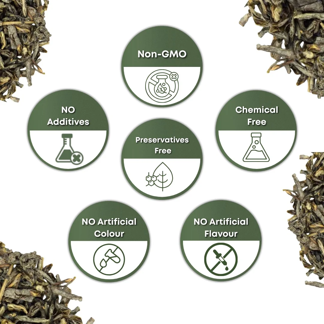 Chinese Green Tea 100% natural pure quality seals - chemical-free, non-GMO and preservative-free