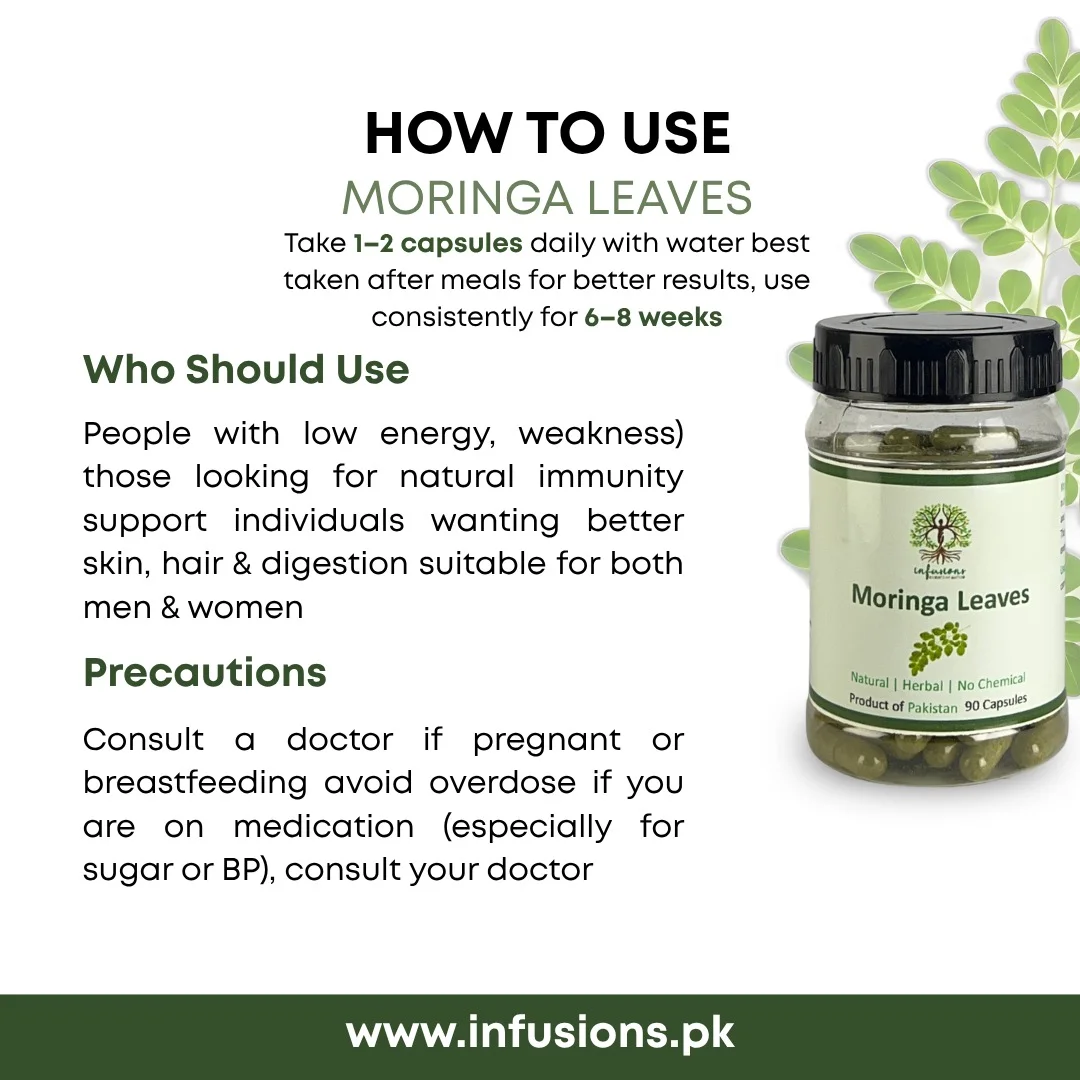 How to take Moringa Leaves Capsules - recommended daily supplement dosage and directions for use