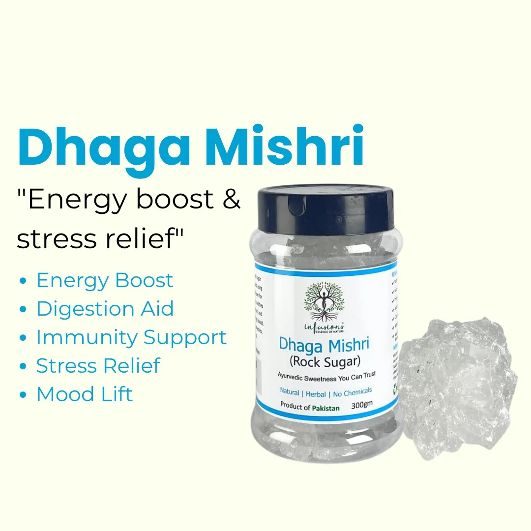 Dhaga Mishri key benefits, natural wellness properties and herbal care advantages infographic